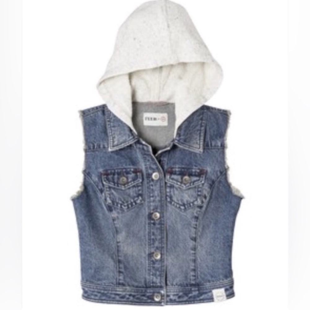 Feed + Target Denim Sleeveless Hooded Vest